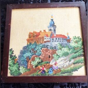 Needlepoint Picture.... Vintage Scene